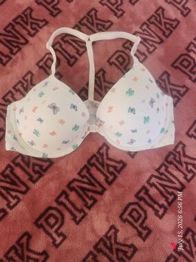 Women’s White Butterfly Print T-Back Bra